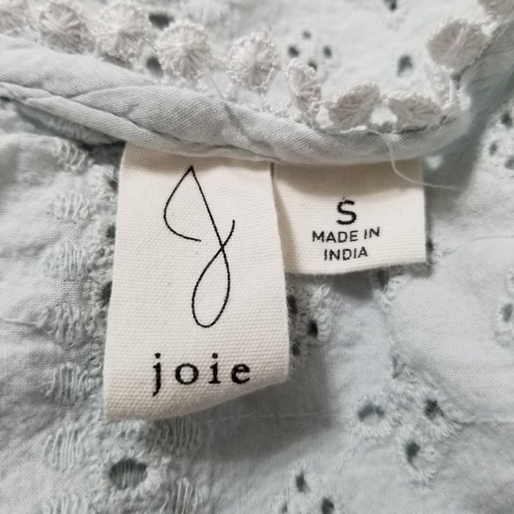 Joie top Small floral eyelet v-neck pom trim crochet detailing sleeveless v-neck - Picture 10 of 11